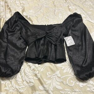 Black Cheetah Puff Sleeve Top